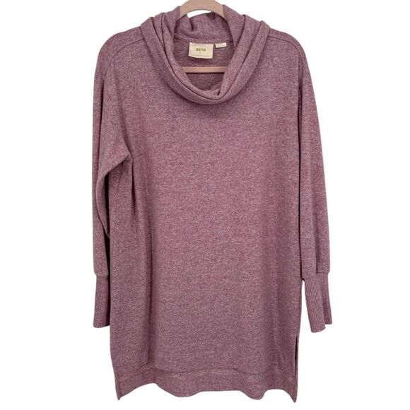 Anthropologie Maeve Knit Cowl Neck Tunic Sweater Heathered Pink Size Small - Picture 1 of 8